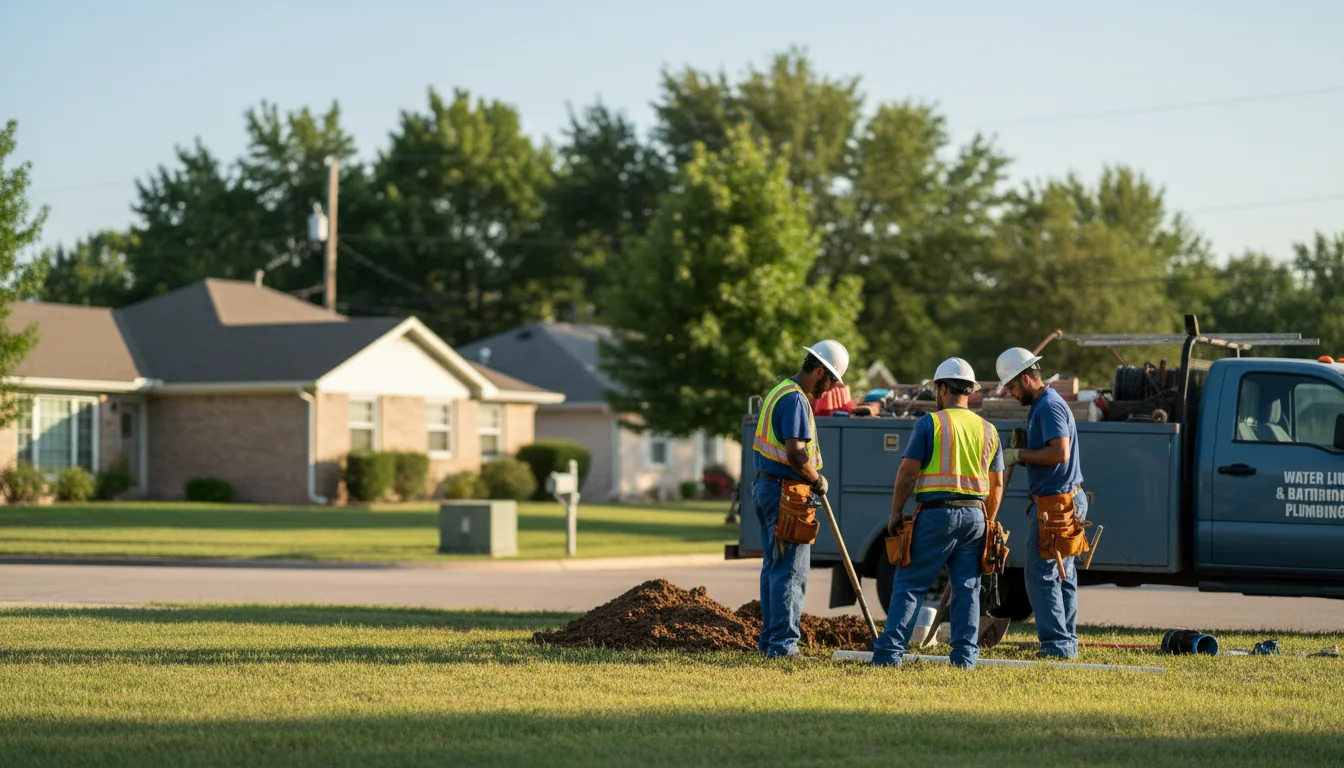 Residential water line and bathroom plumbing service in Colbert, OK